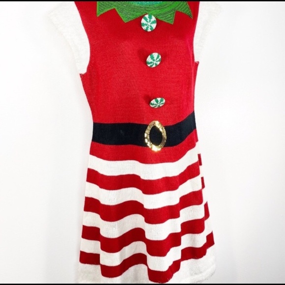 Christmas holiday embellished knit sweater dress - Picture 8 of 10